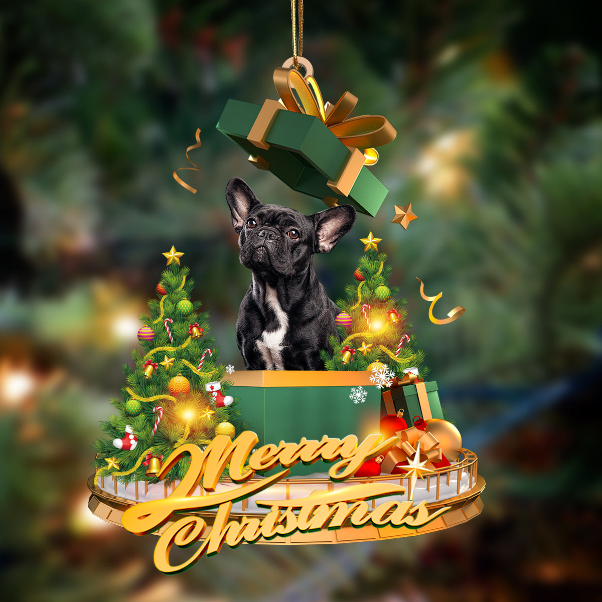 French  Bulldog 4-Christmas Gifts&amp;dogs Hanging Ornament