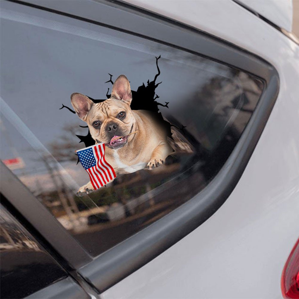 French Bulldog And American Flag Independent Day Car Sticker Decal