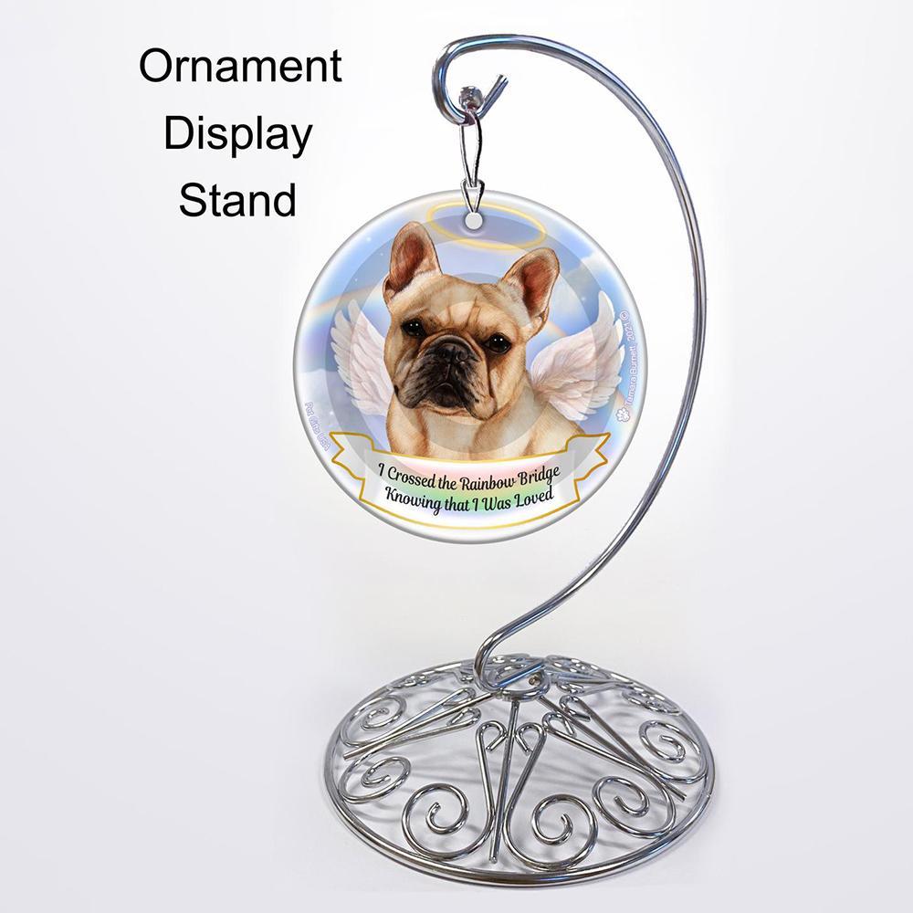 Rainbow Bridge Memorial-French Bulldog Cream Porcelain Hanging Ornament