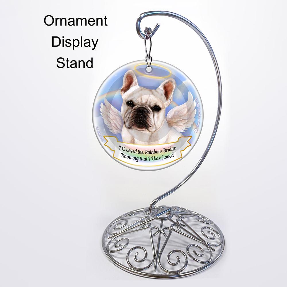 Rainbow Bridge Memorial-French Bulldog White Porcelain Hanging Ornament
