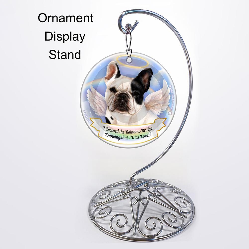 Rainbow Bridge Memorial-French Bulldog White &amp; Black Porcelain Hanging Ornament