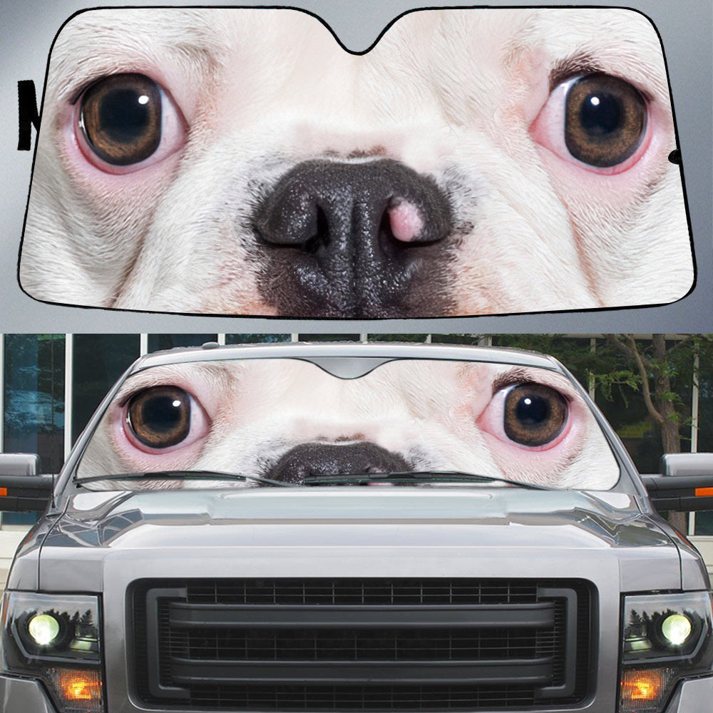 French Bulldog White's Eyes-Beautiful Dog Eyes Car Sun Shade Cover Auto Windshield