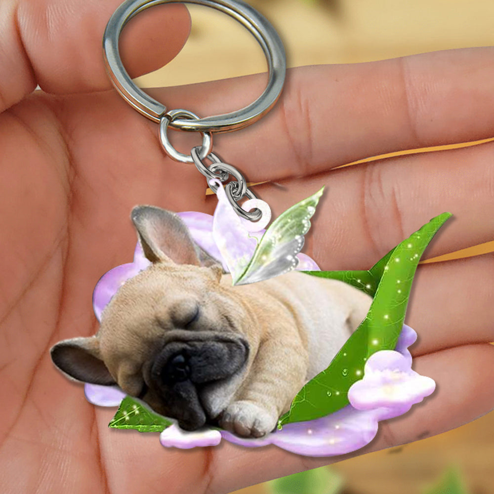 French bulldog-Sleep On Fallen Leaves Flat Acrylic Keychain