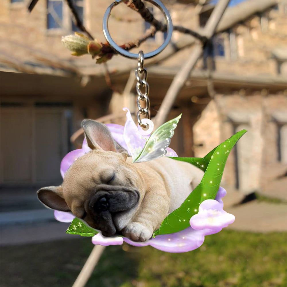 French bulldog-Sleep On Fallen Leaves Flat Acrylic Keychain