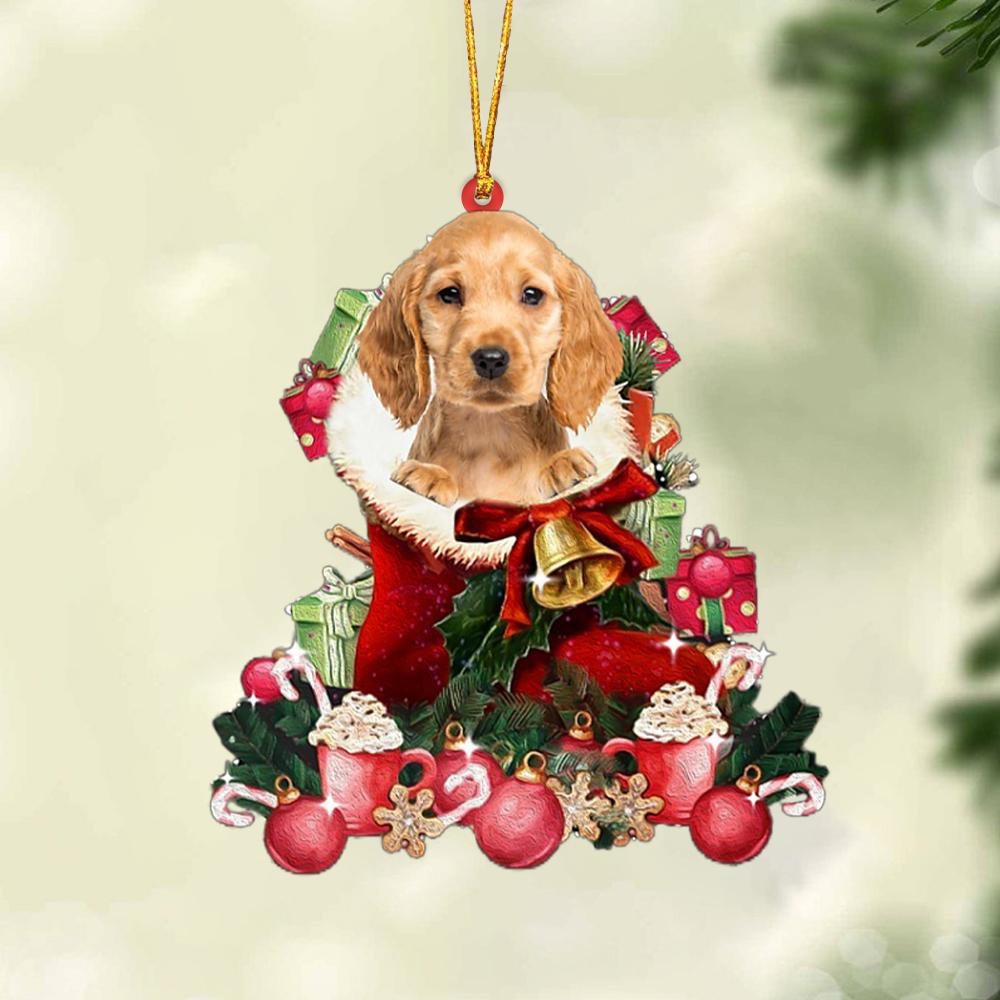 GOLDEN Cocker Spaniel-Red Boot Hanging Ornament
