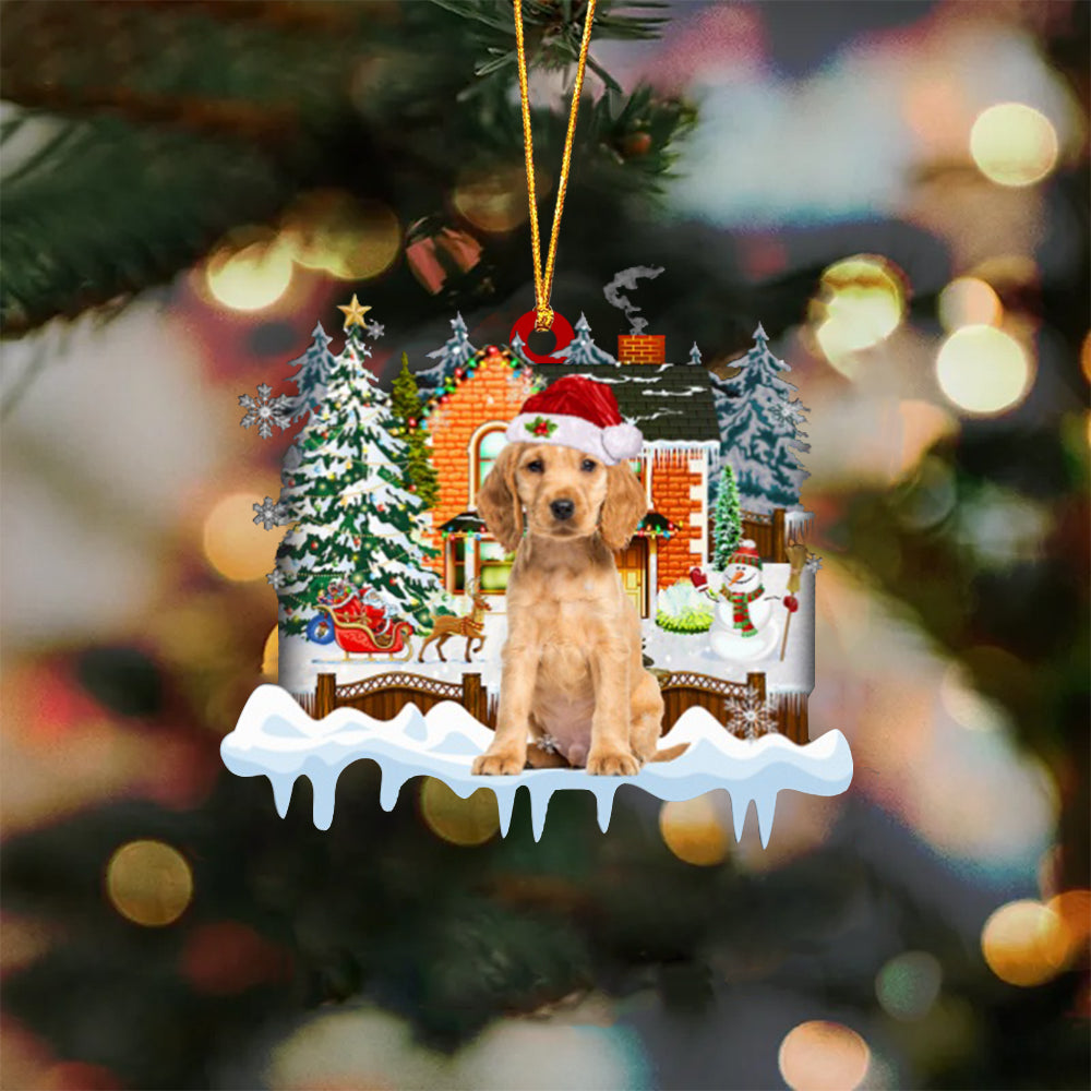 GOLDEN Cocker Spaniel-Xmas House-Two Sided Ornament