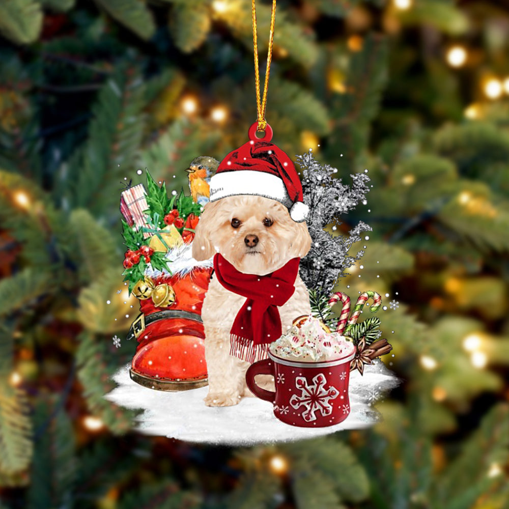 GOLD Morkie-Winter Cup-Two Sided Ornament