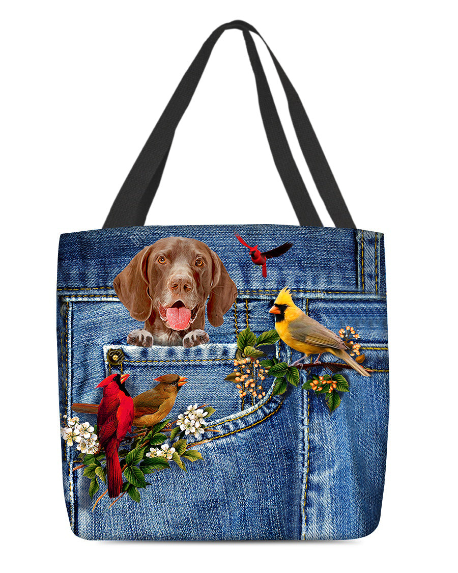German Shorthaired Pointer-Cardinal &amp; Dog Cloth Tote Bag