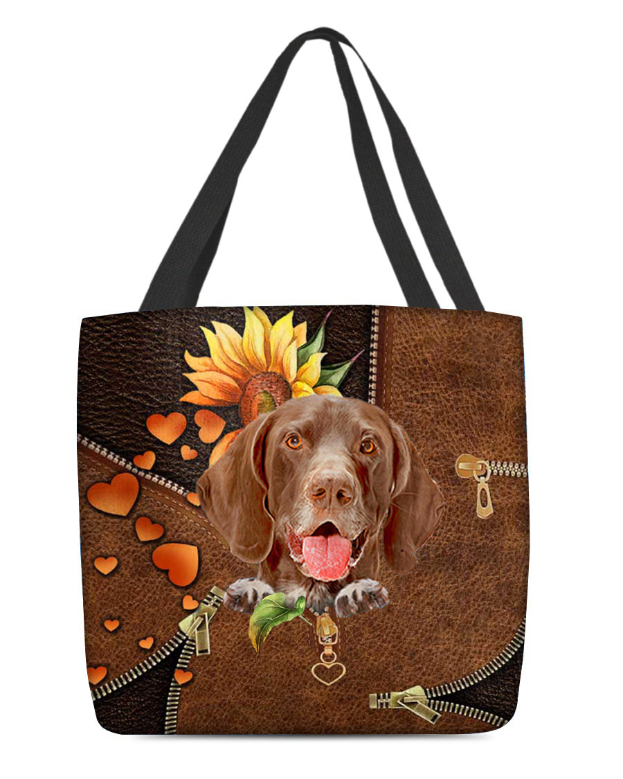 German Shorthaired Pointer-Sunflower&amp;zipper Cloth Tote Bag