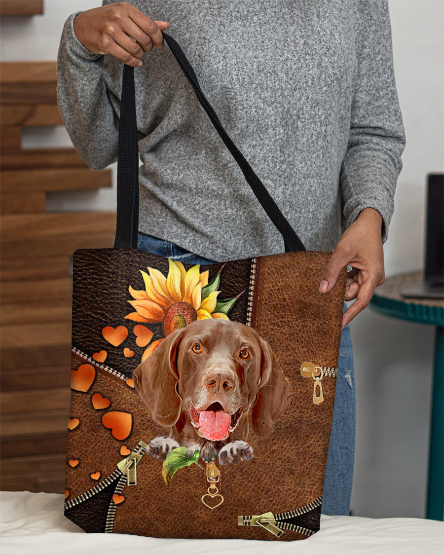 German Shorthaired Pointer-Sunflower&amp;zipper Cloth Tote Bag