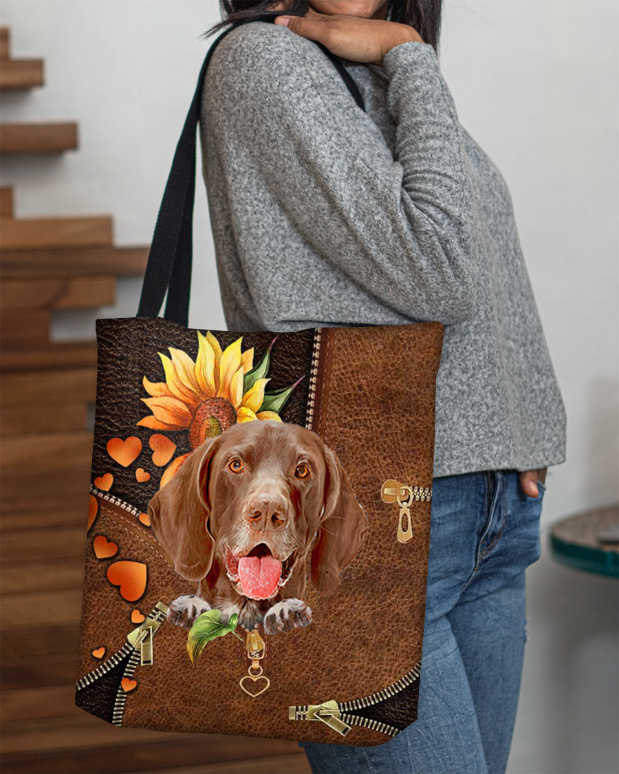 German Shorthaired Pointer-Sunflower&amp;zipper Cloth Tote Bag