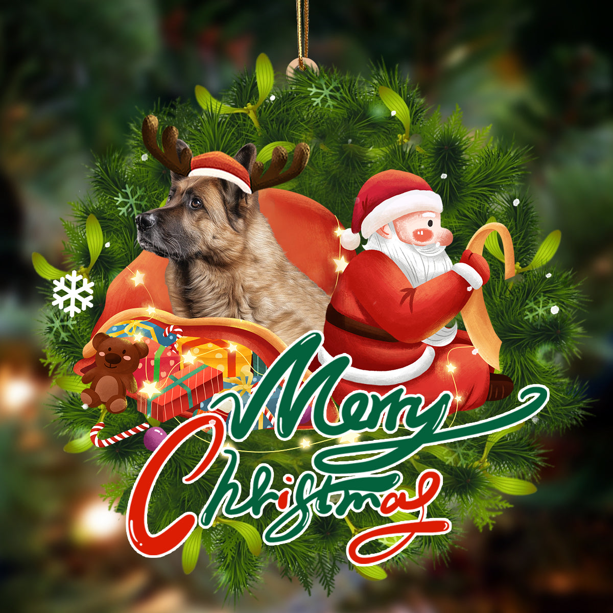 German Shepherd-Santa &amp; dog Hanging Ornament