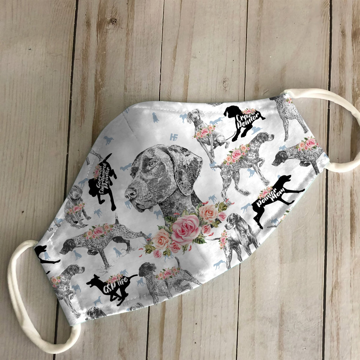 German Shorthaired Pointer Floral Vintage EZ07 2606 Face Mask