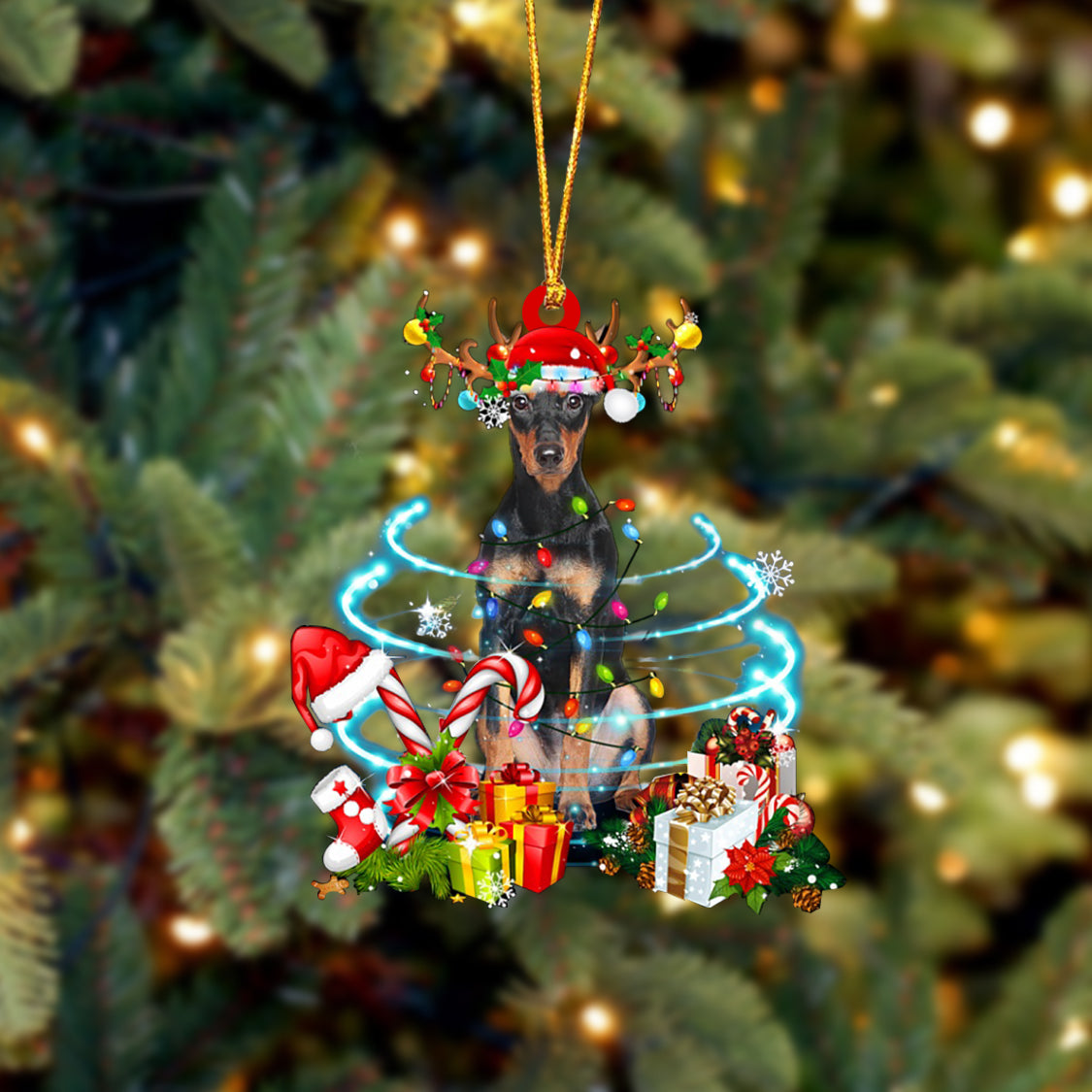German Pinscher-Christmas Candy&amp;Gift-Two Sided Ornament
