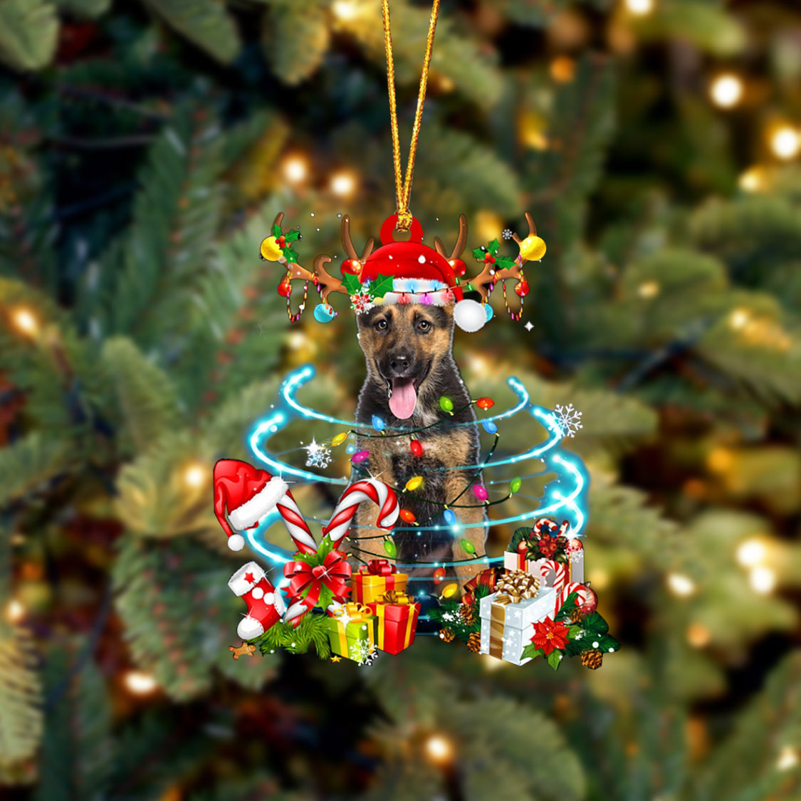 German Shepherd-Christmas Candy&amp;Gift-Two Sided Ornament