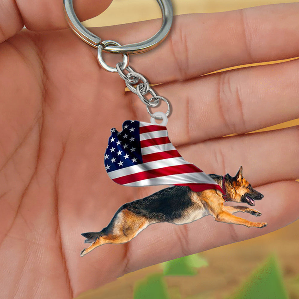 German Shepherd-Happy Independence Day Flat Acrylic Keychain