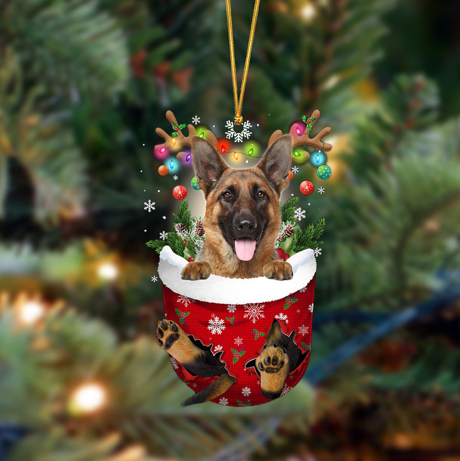 German Shepherd-In Christmas Pocket Two Sides Ornament