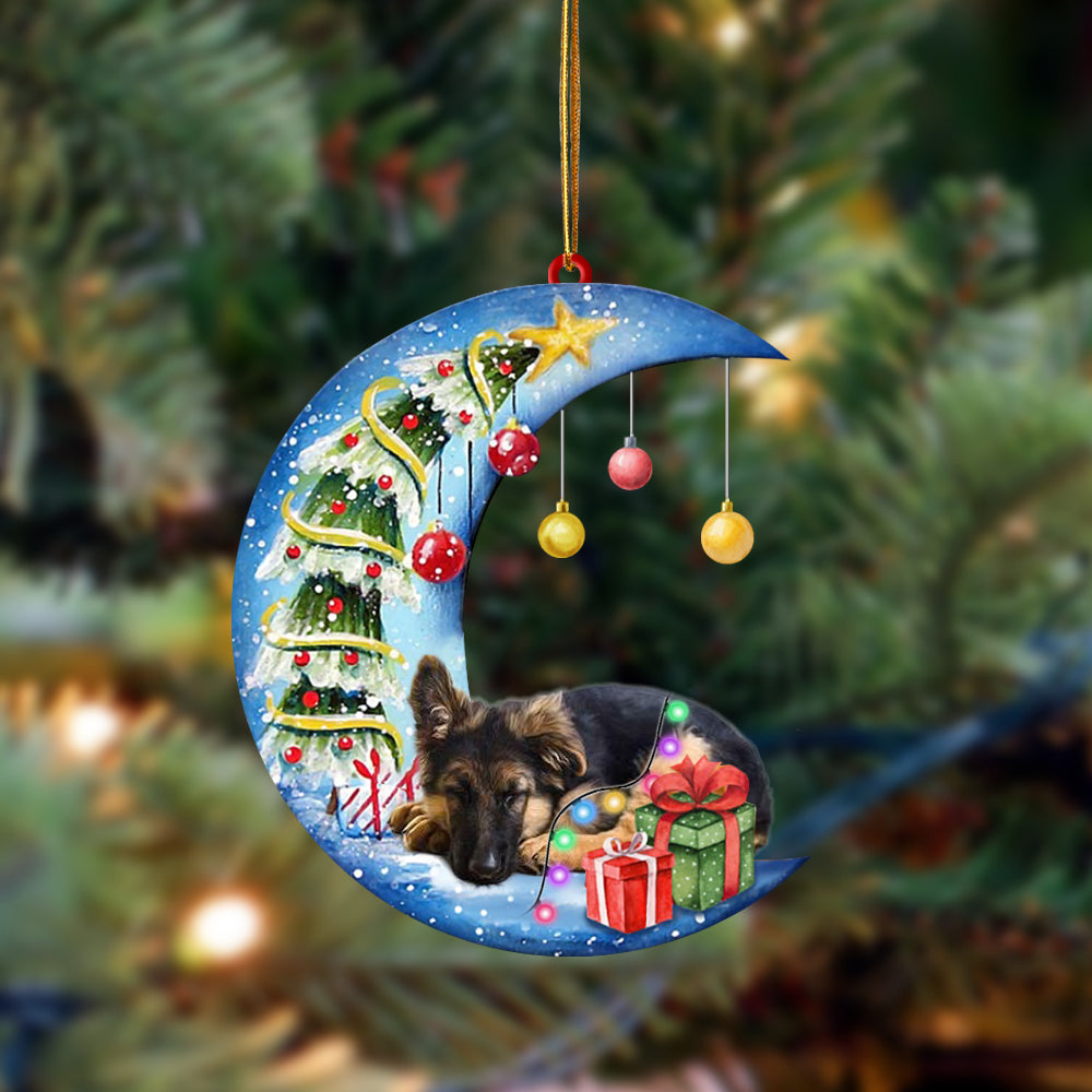 German Shepherd-Sleep On The Moon Christmas Two Sided Ornament