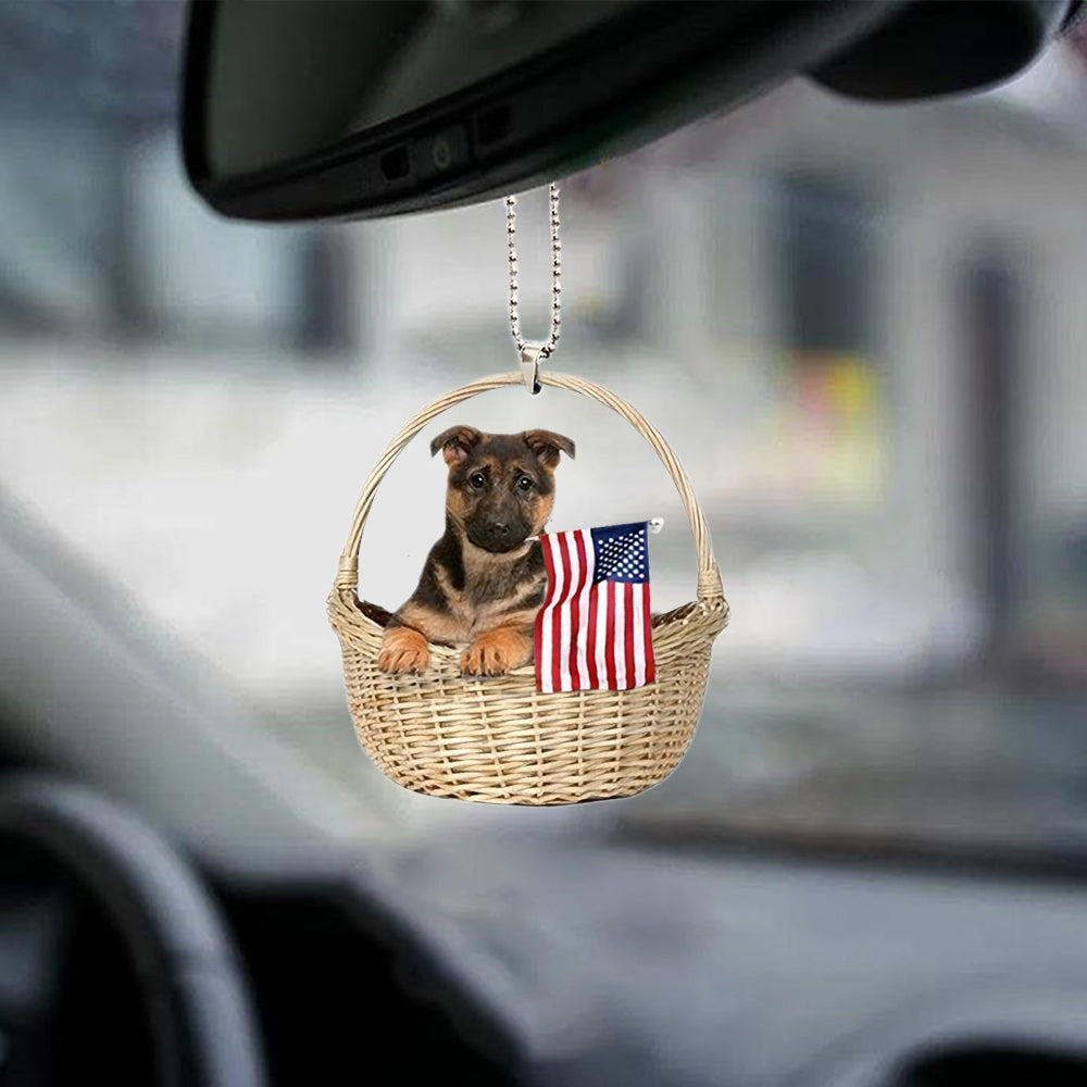 German Shepherd-With American Flag Two Sides Ornament