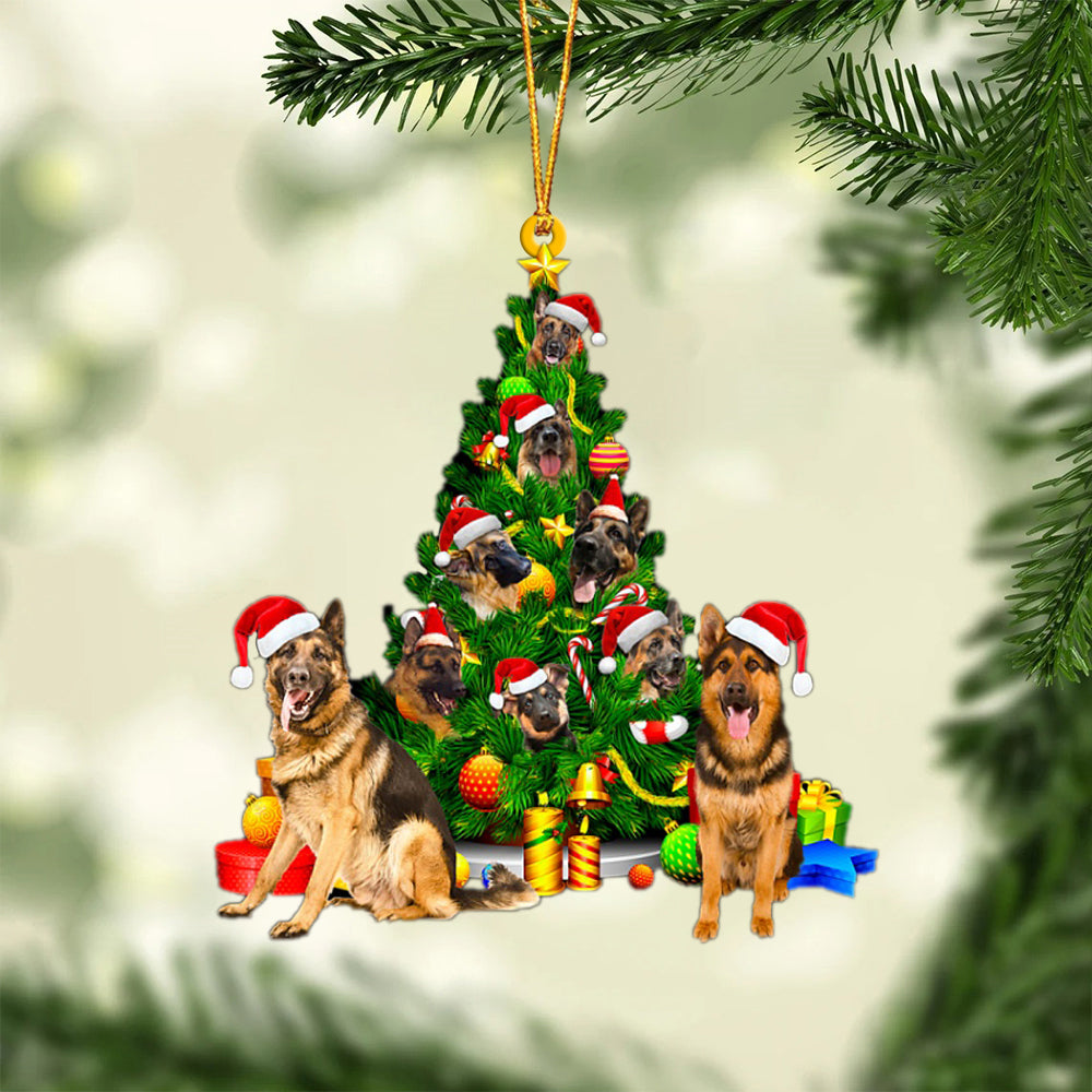 German Shepherd-Xmas Tree&amp;Dog-Two Sided Ornament