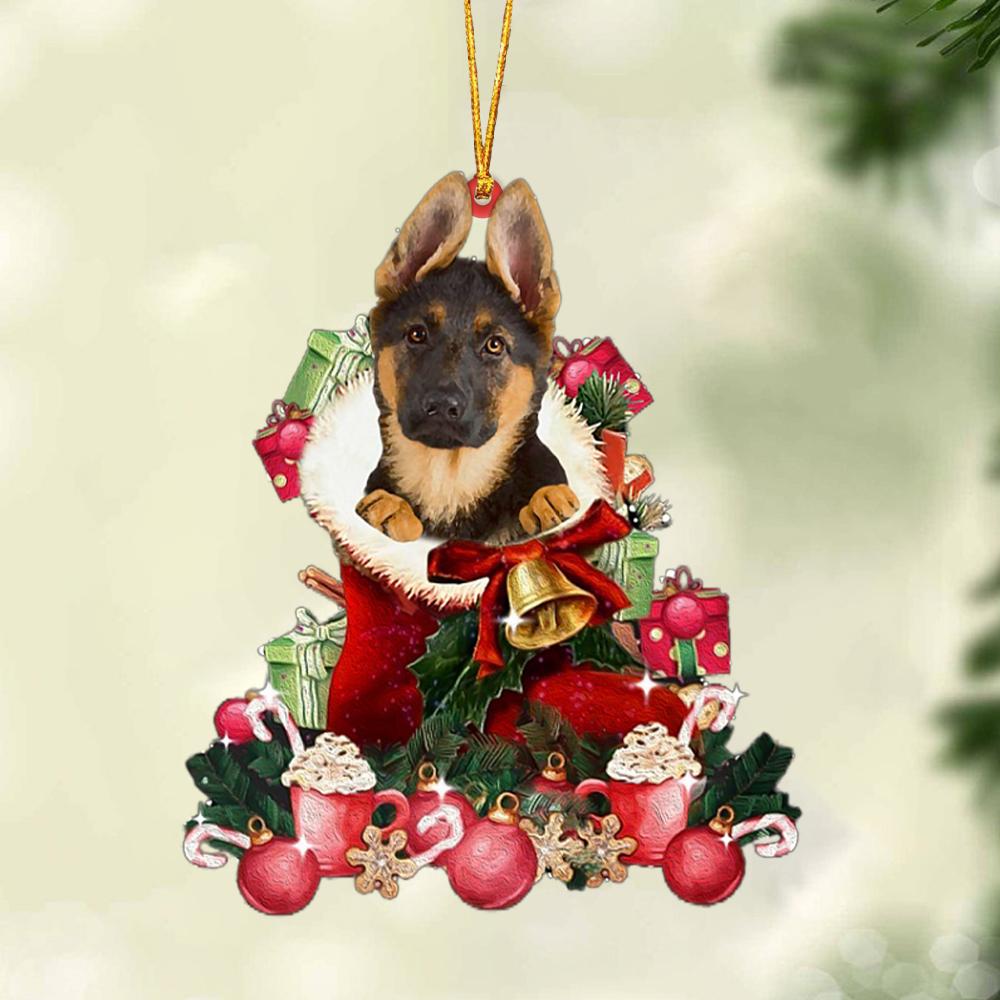 German Shepherd 1-Red Boot Hanging Ornament