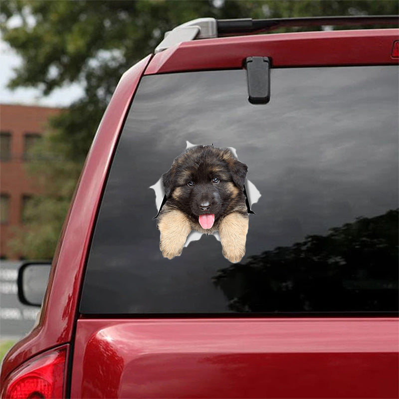 Cute German Shepherd 2 CRACK CAR STICKER