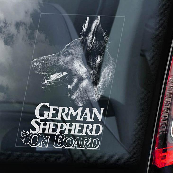 German Shepherd3 on Board-Car Window Sticker-Dog Sign Decal