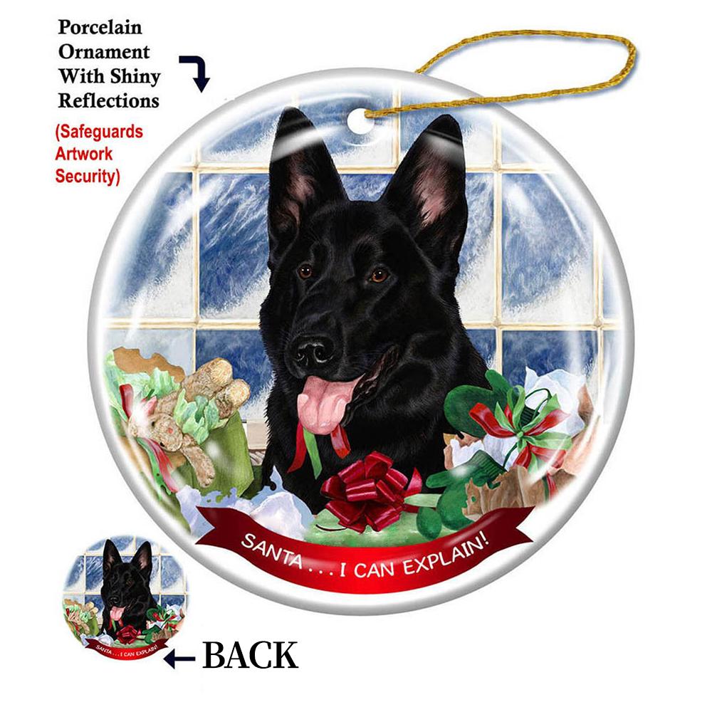 German Shepherd Black Porcelain Hanging Ornament