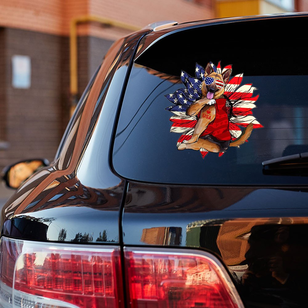 German Shepherd Happy Independence Day Car Sticker