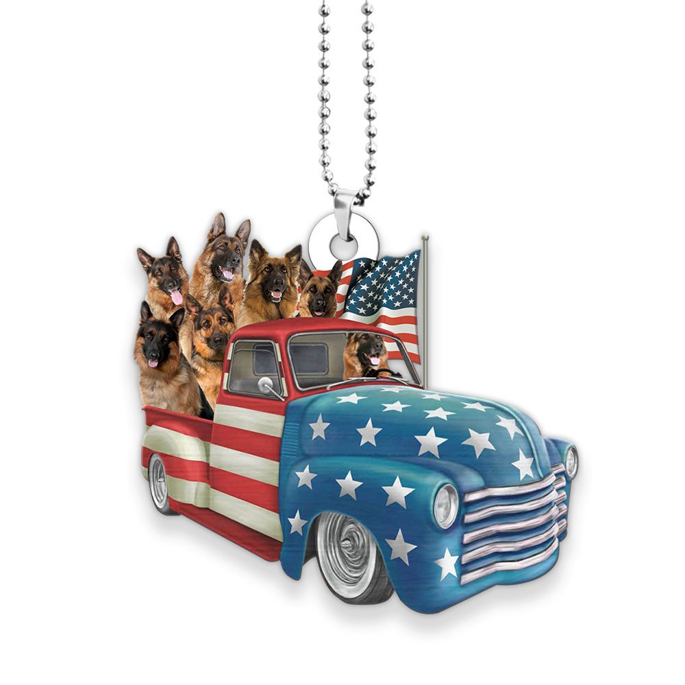 German Shepherd Happy Independence Day Two Sides Ornament