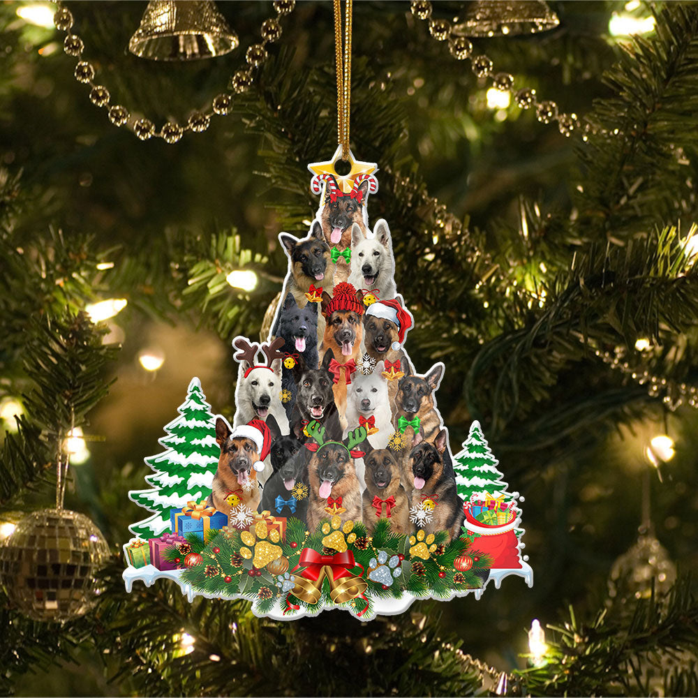 German Shepherd Full The Christmas Tree-Two Sided Ornament