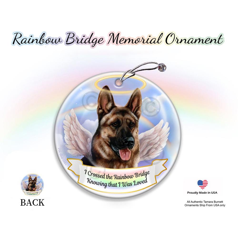 Rainbow Bridge Memorial-German Shepherd Light Sable (Fawn) Porcelain Hanging Ornament