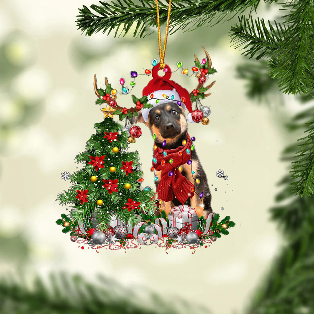 German Shepherd-Reindeer Christmas-Two Sided Ornament