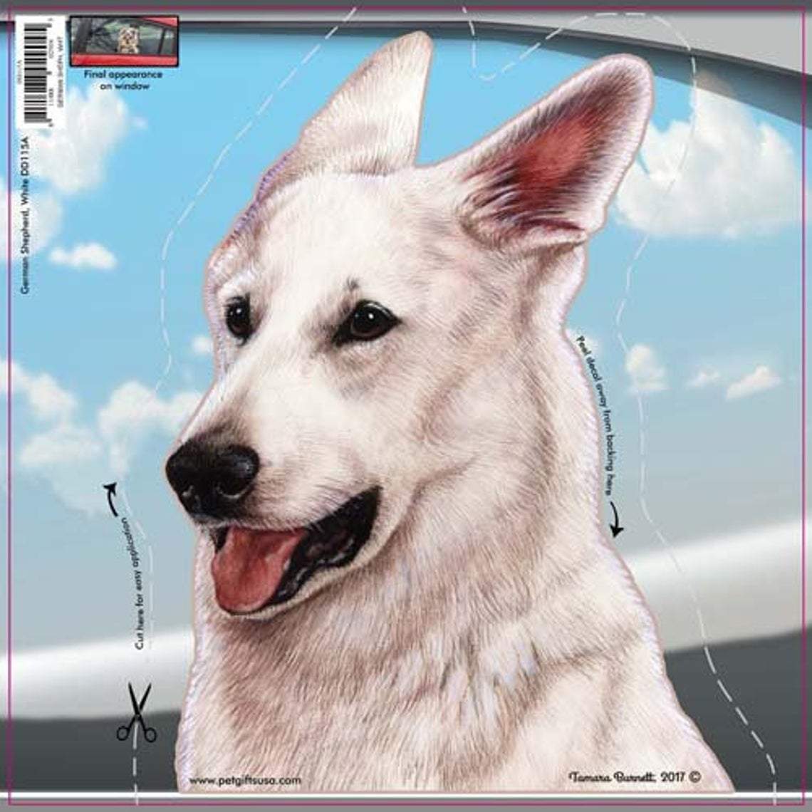 German Shepherd White-On The Move Window Car Sticker