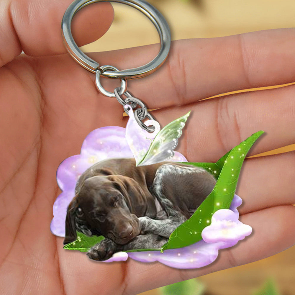 German Shorthaired Pointer-Sleep On Fallen Leaves Flat Acrylic Keychain