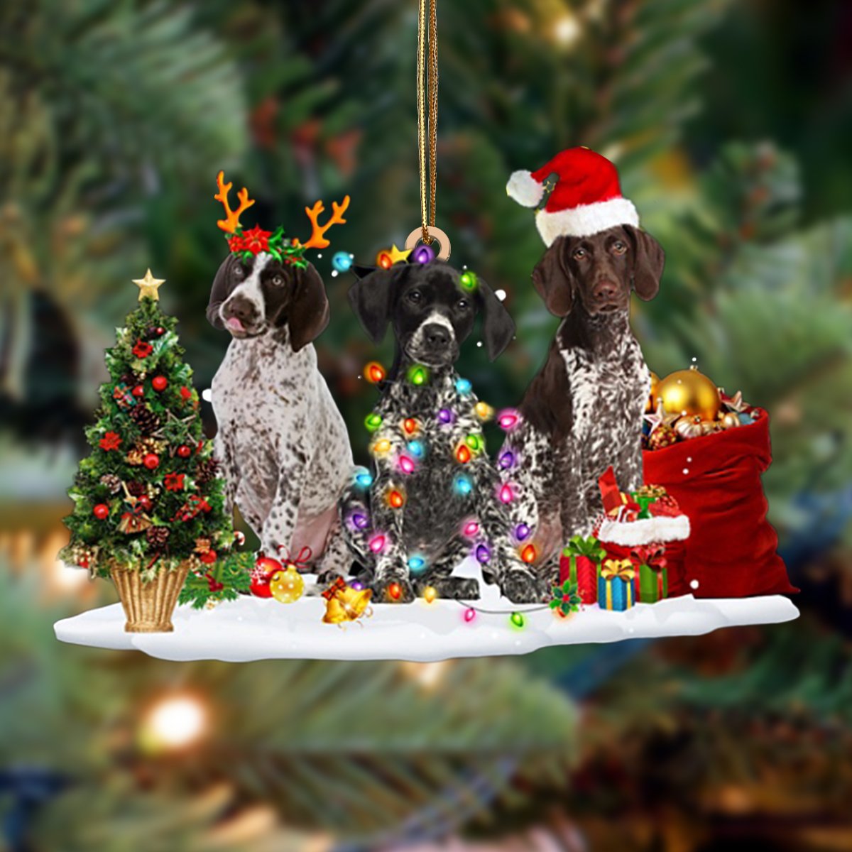 German Shorthaired Pointer-Christmas Dog Friends Hanging Ornament