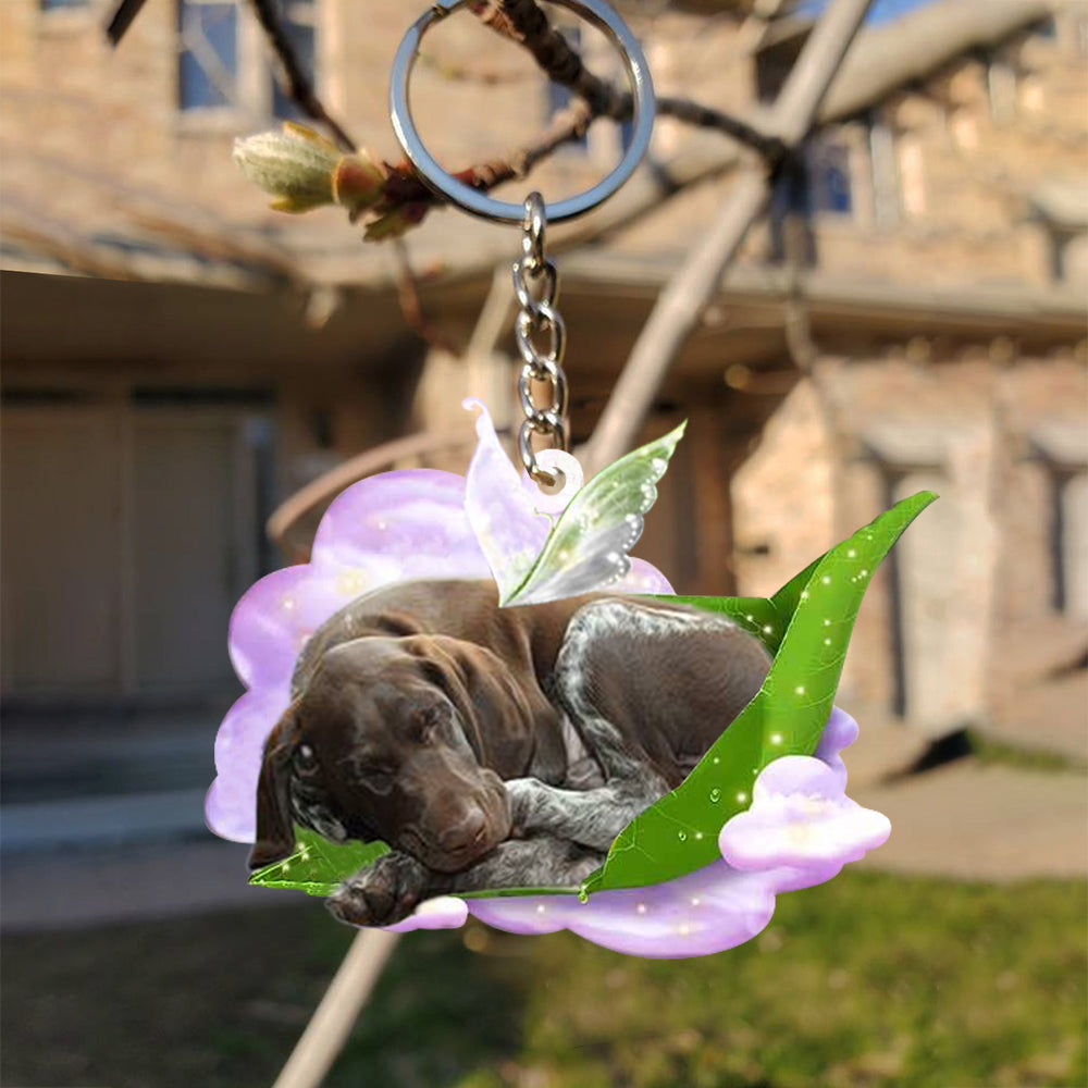 German Shorthaired Pointer-Sleep On Fallen Leaves Flat Acrylic Keychain