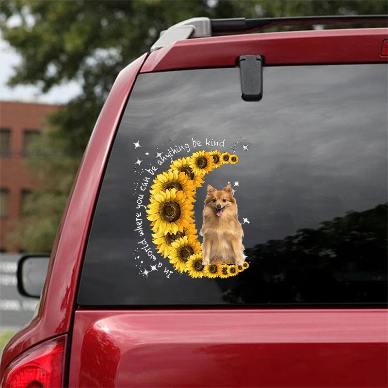 German Spitz-Sunflower Be Kind Car Sticker