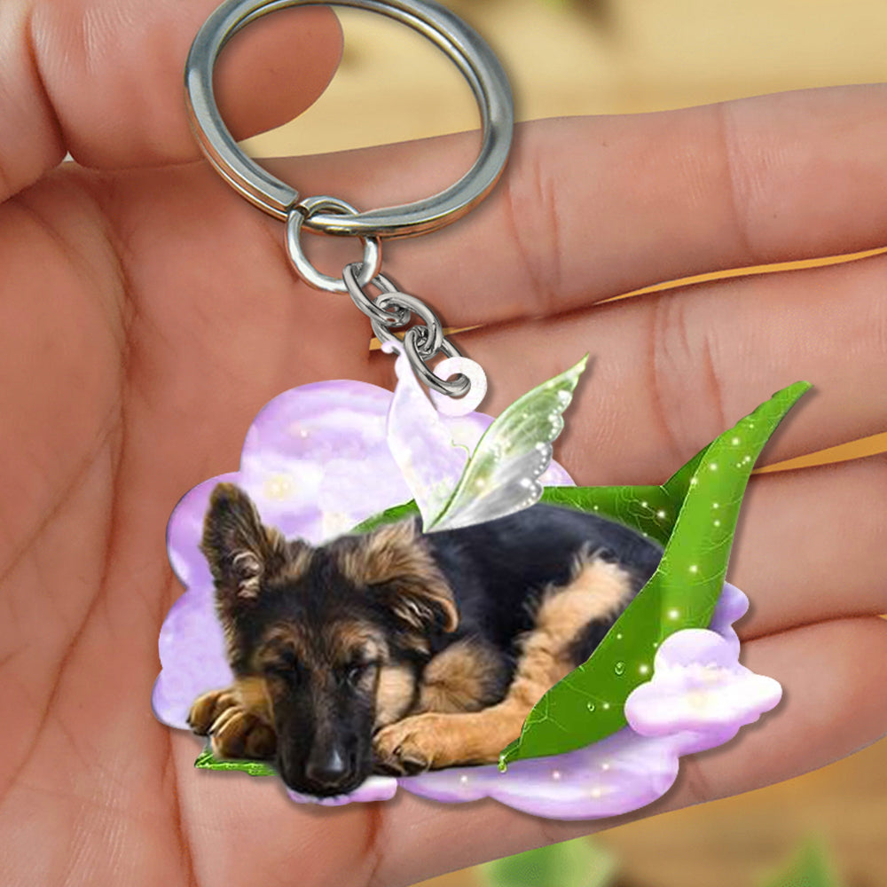 German shepherd-Sleep On Fallen Leaves Flat Acrylic Keychain