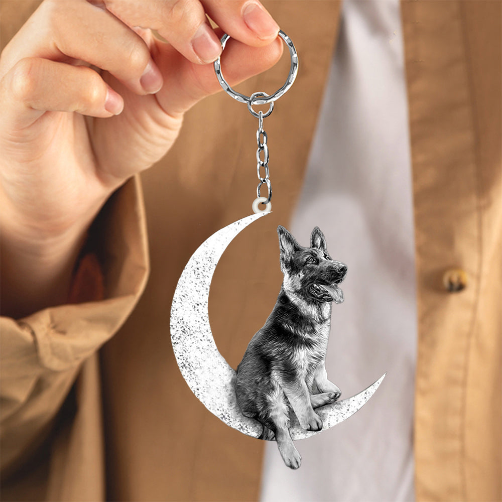 German Shepherd-Sit On The Moon Keychain