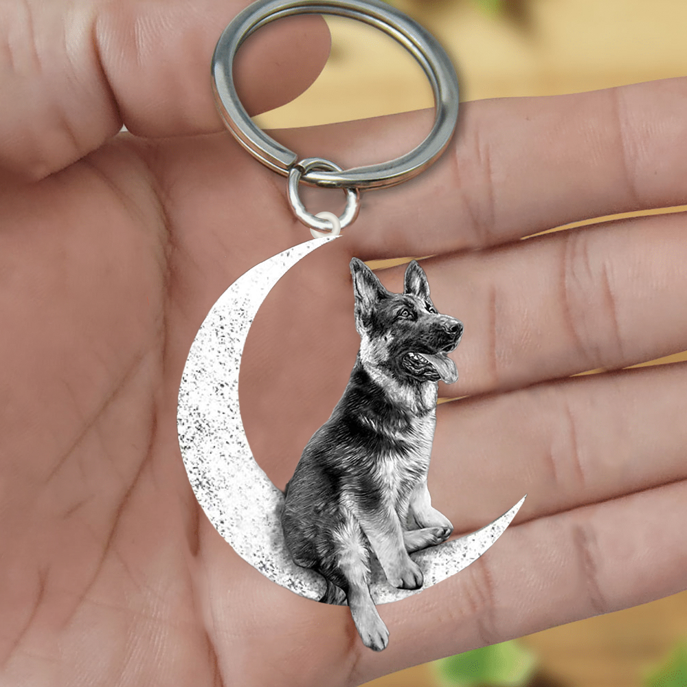 German Shepherd-Sit On The Moon Keychain