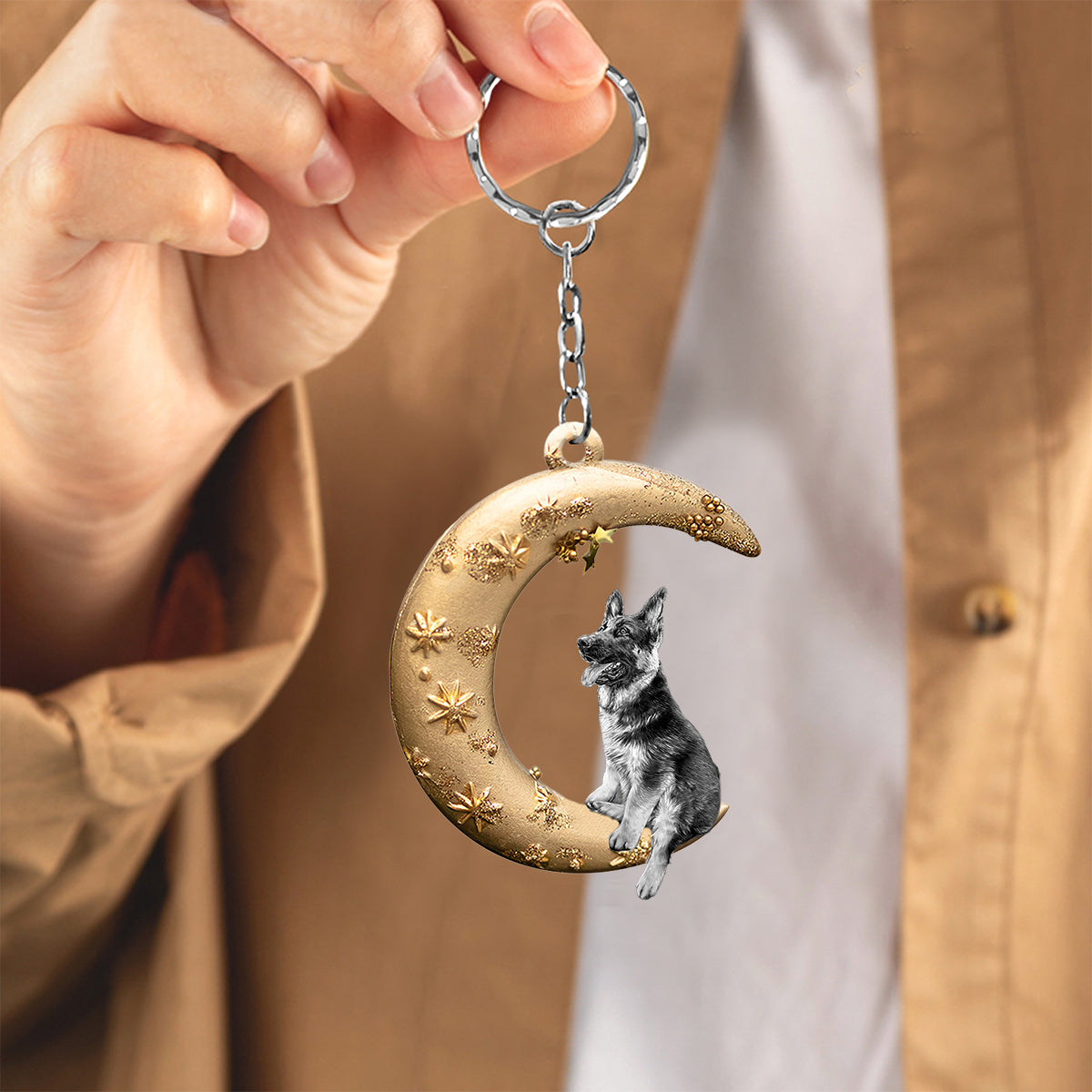 German shepherd-Dog &amp; Moon Flat Acrylic Keychain