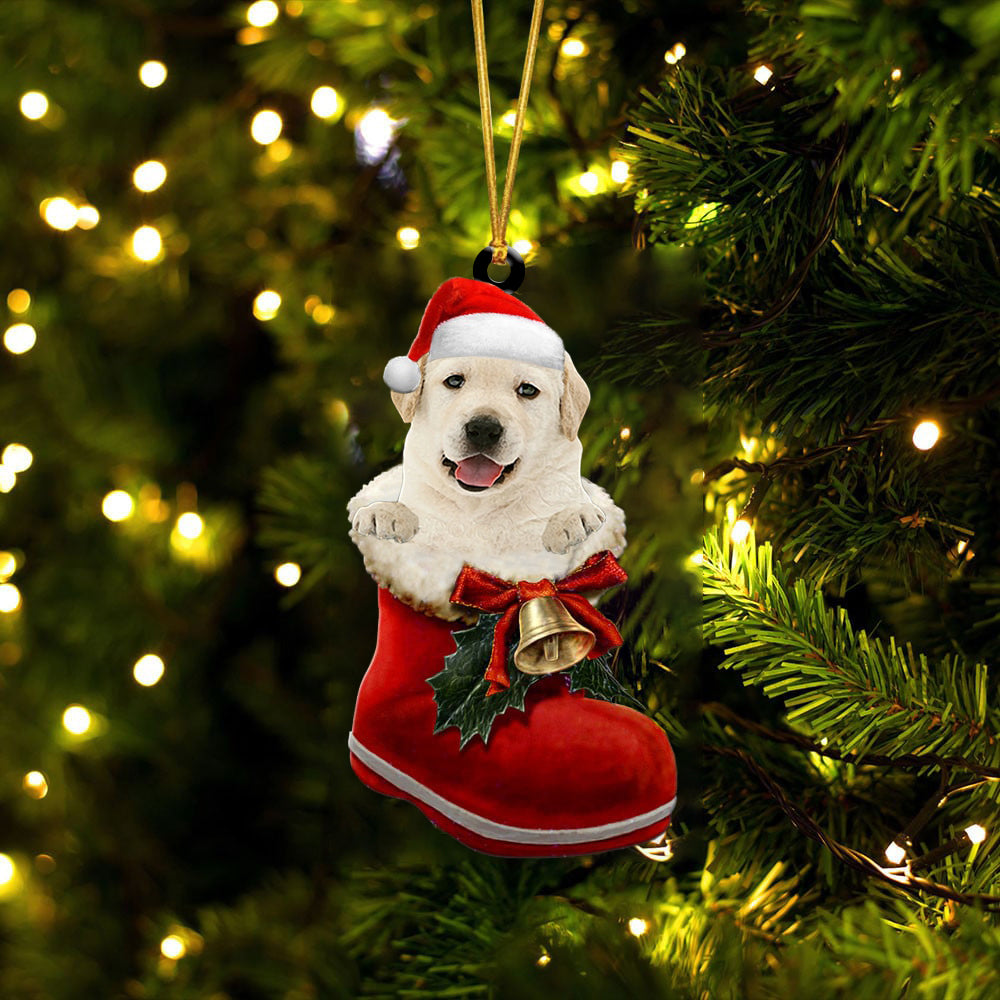 Goldador(Yellow) (2)-1-In Santa Boot Christmas-Two Sided Ornament