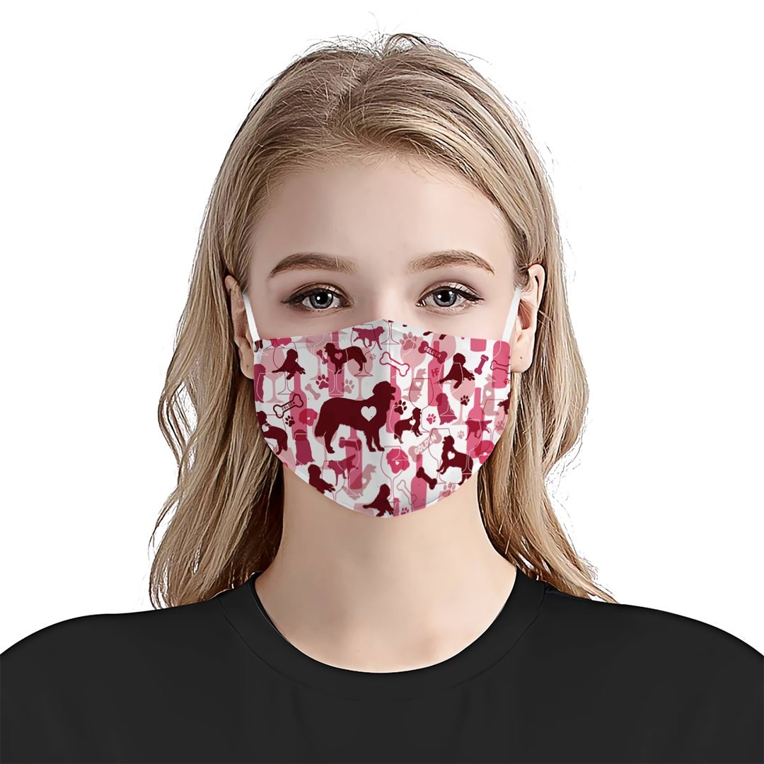 Golden Retriever &amp;amp; Wine Pattern EZ07 2707 Face Mask