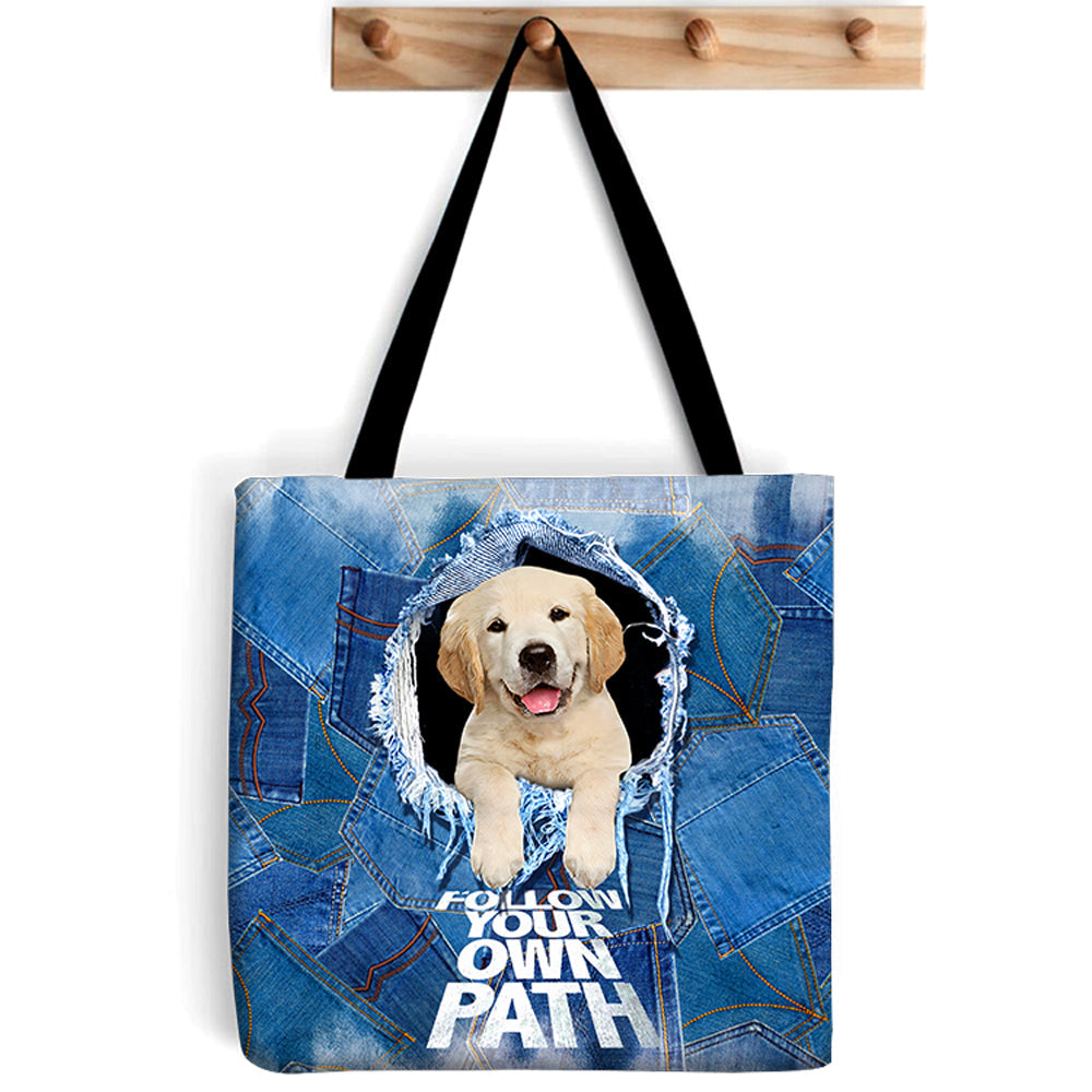 Golden Retriever -Follow Your Own Path-Cloth Tote Bag
