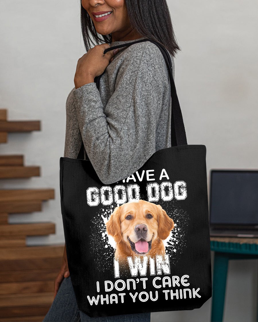Golden Retriever-I Win Cloth Tote Bag