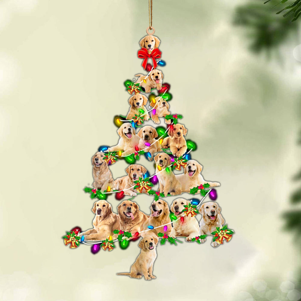 Golden Retriever-Christmas Tree Lights-Two Sided Ornament