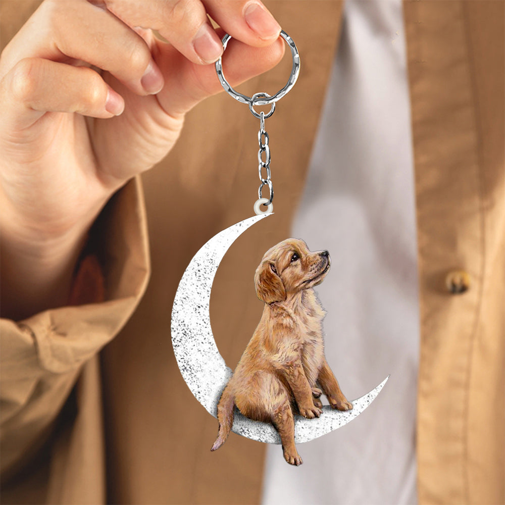 Golden Retriever-Sit On The Moon Keychain