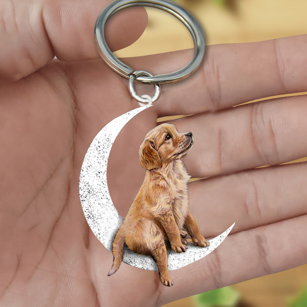 Golden Retriever-Sit On The Moon Keychain