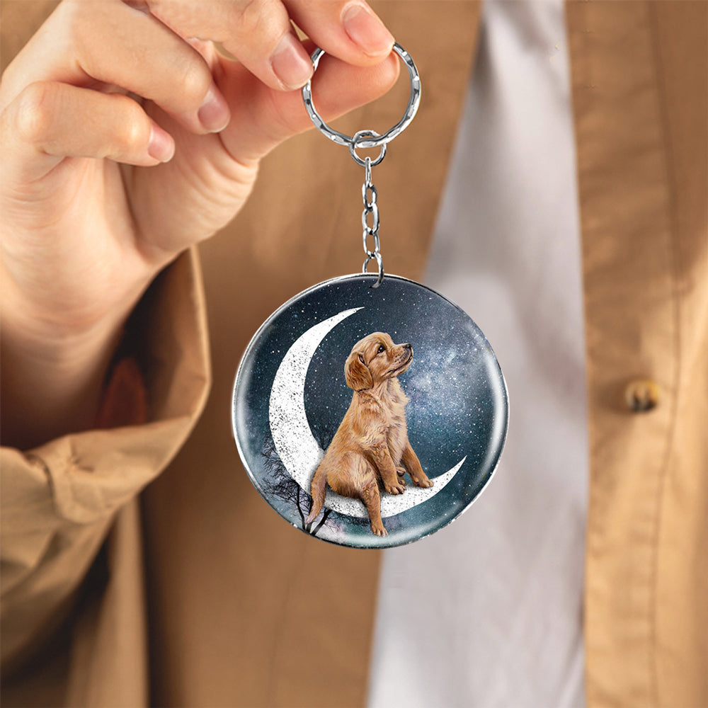 Stars and Moon-Round Resin Epoxy Metal Keychain